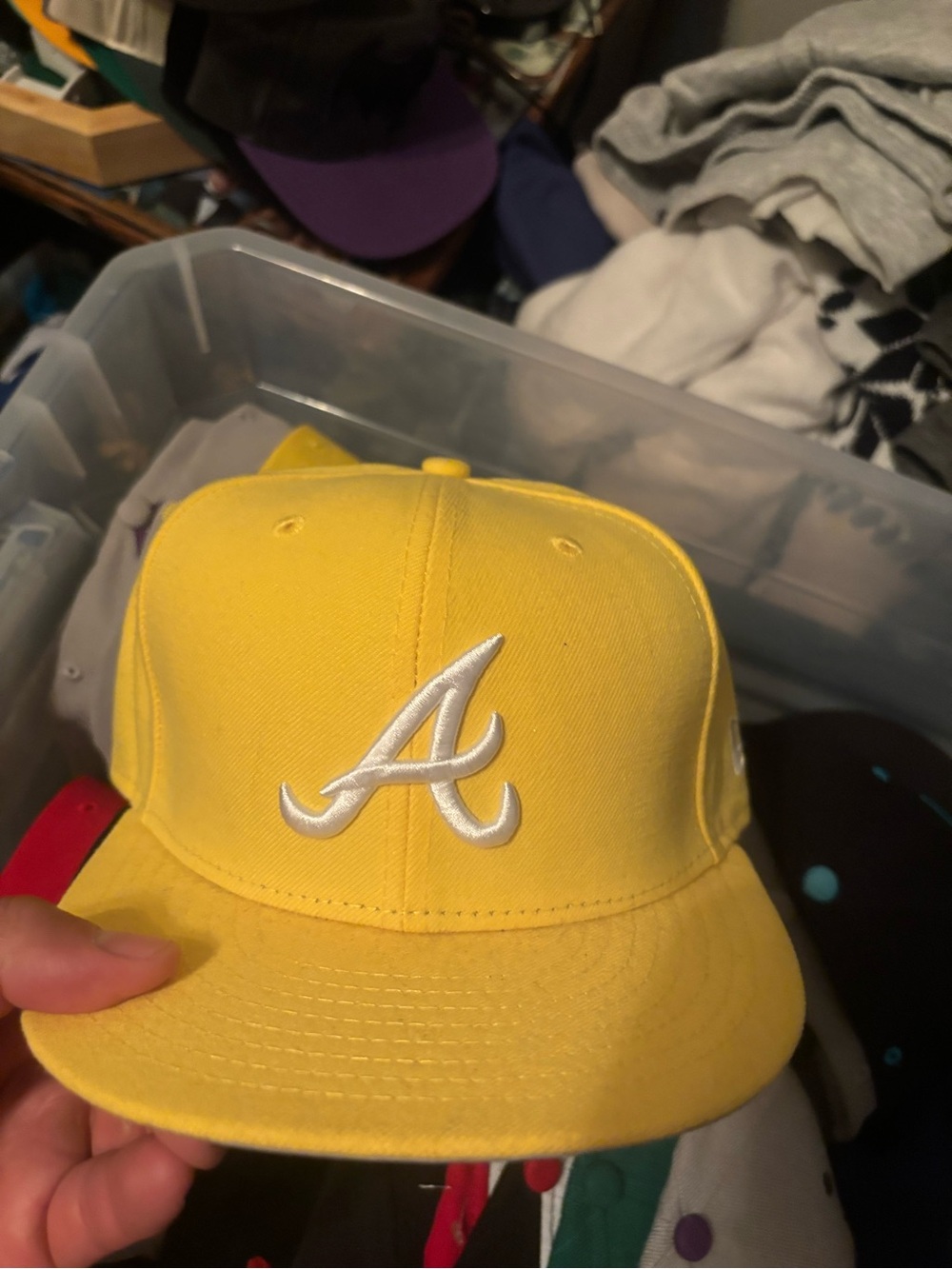 new era atlanta braves 59fifty fitted cap yellow white size 7  Yellow Baseball C